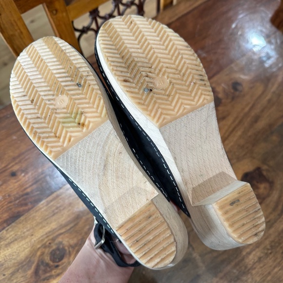 Black Suede Women's Mules with Wooden Heel - Picture 7 of 10